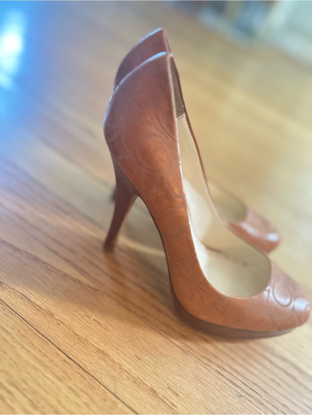 Coach Cognac Leather High Heel Pumps